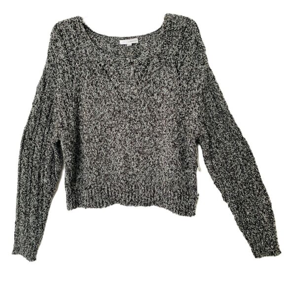 Coco Jaimeson Sweater Women XL Pointelle Heather Charcoal Cozy Comfy Fuzzy NWT - Picture 1 of 10
